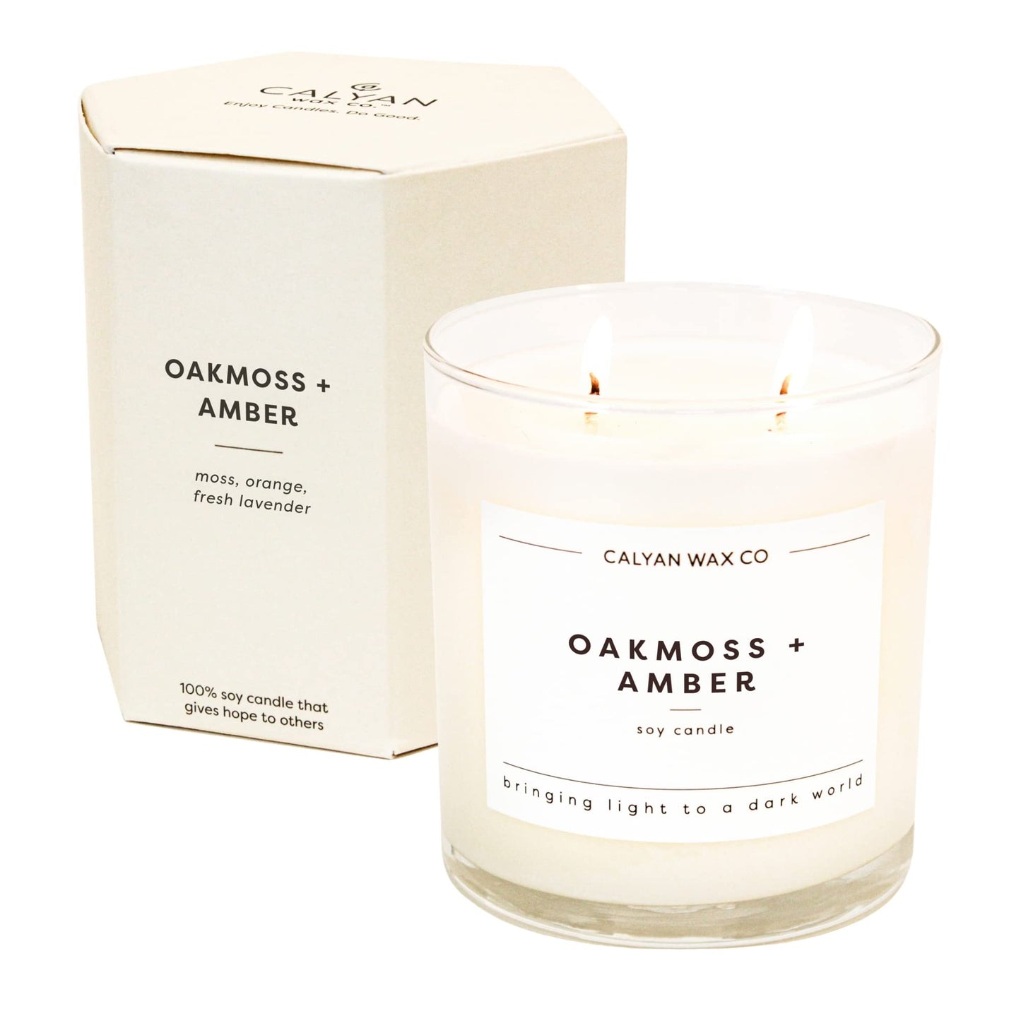 Calyan Wax Co. Oakmoss & Amber 2-Wick Candle | 8.8oz Soy Non-Toxic