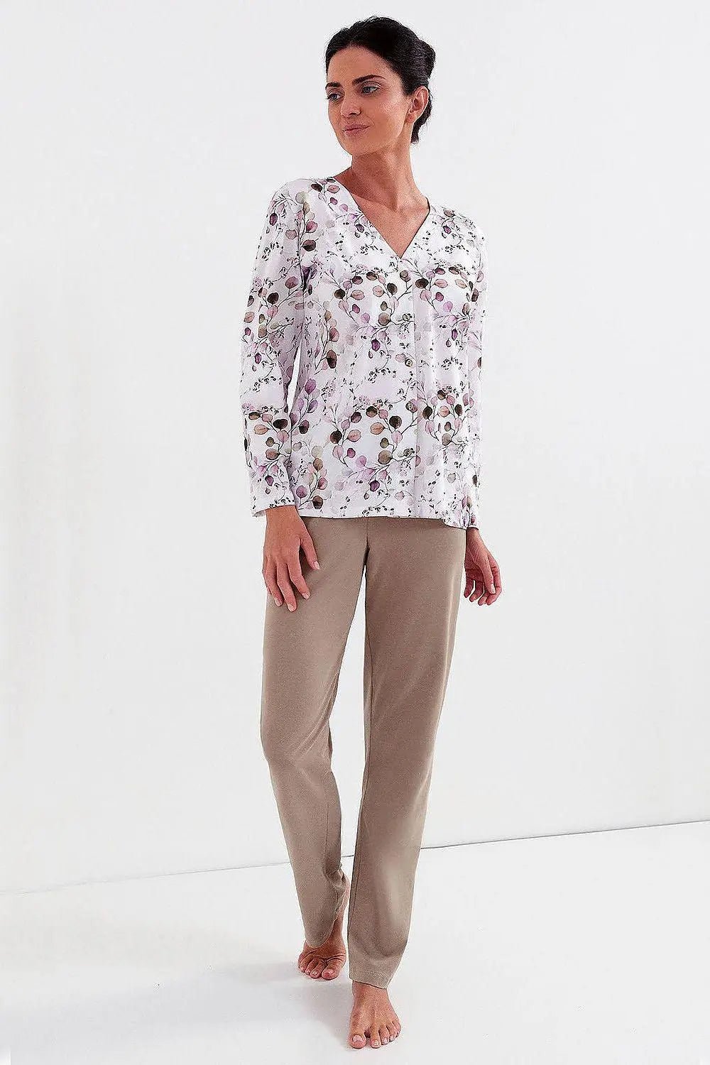 Cana unbuttoned blouse and long pants womens pajamas