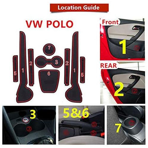 Car Non-slip Interior Door Cup Cushion Mat 9pcs for VW Polo 2011-2015