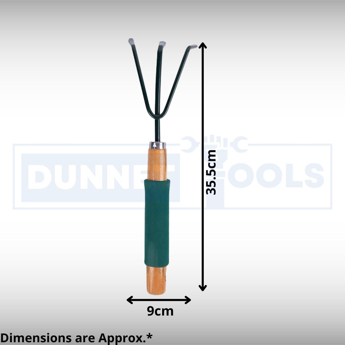 Small Hand Garden Rake with Carbon Steel Head & Wooden Handle for Weeding