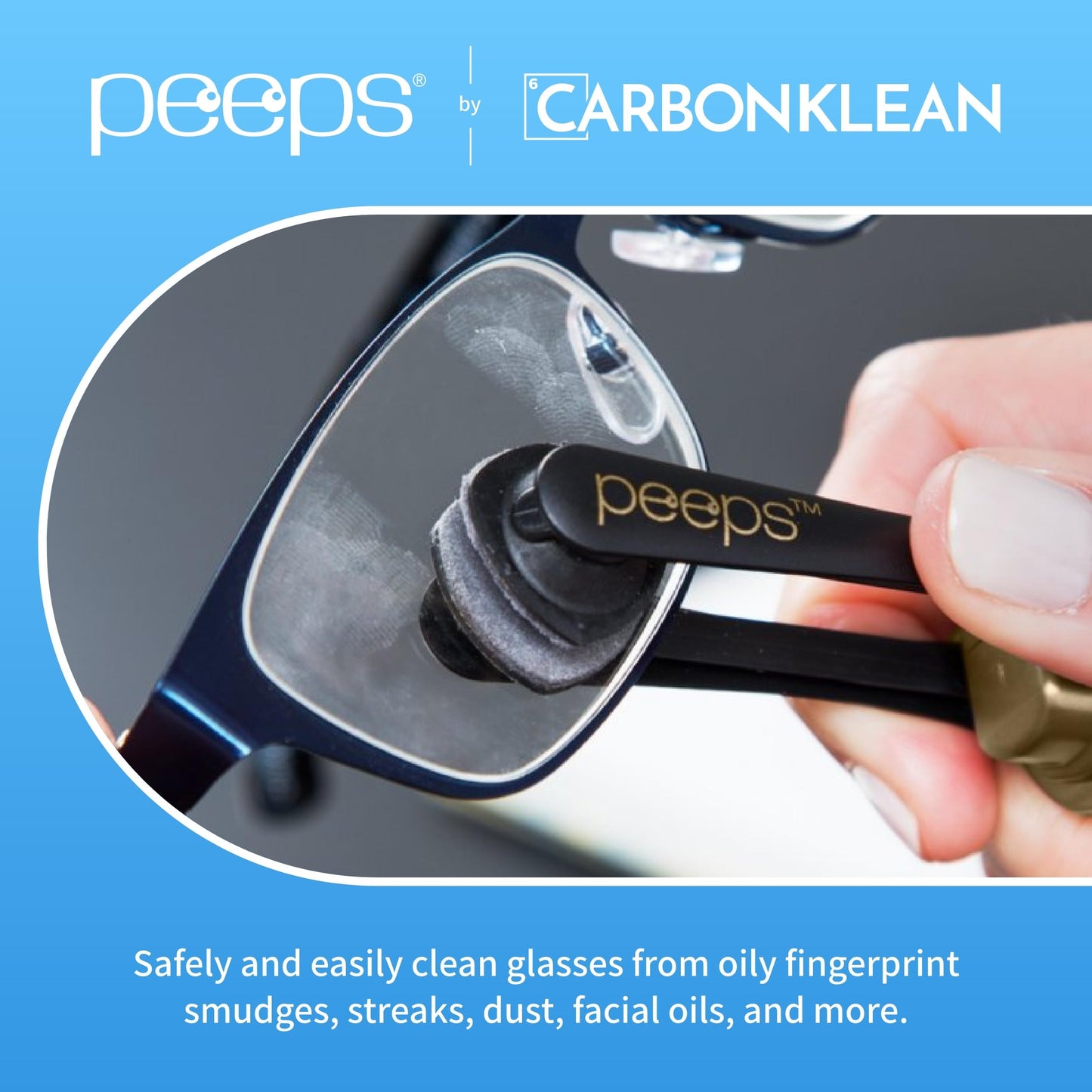 CarbonKlean Peeps Glasses Cleaner - Carbon Microfiber Tech, Soft-Touch Pink, 2 Count