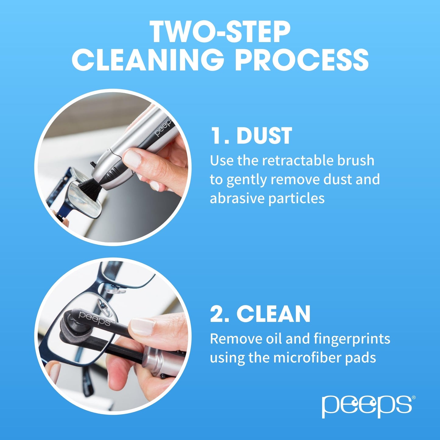 CarbonKlean Peeps Glasses Cleaner - Carbon Microfiber Tech, Soft-Touch Pink, 2 Count