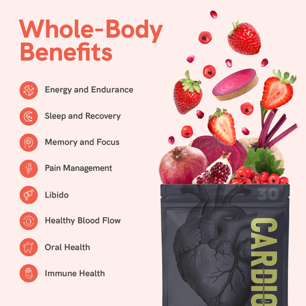 Cardio Miracle Nitric Oxide Supplement 30-Pack Sticks | Beet Root, L-Arginine & L-Citrulline