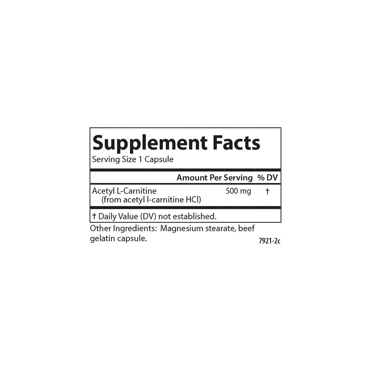 Carlson Acetyl L-Carnitine 500 mg – Cognitive Health, Brain Function & Energy | 120 Capsules