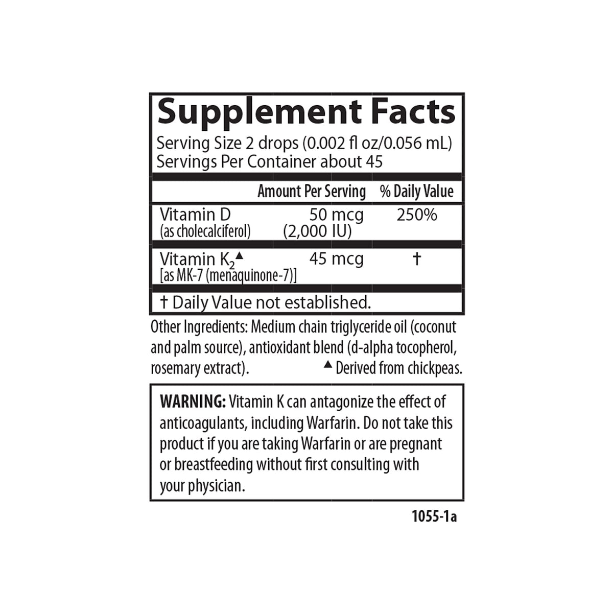 Carlson Super Daily D3 + K2 | 50 mcg D3, 45 mcg MK-7 | 90 Drops