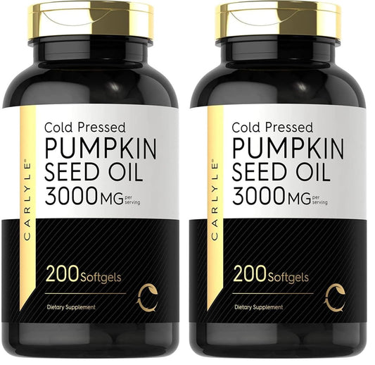 Carlyle Pumpkin Seed Oil 3000mg - 200 Softgels - Non-GMO, Gluten Free, Cold-Pressed - Pack of 2