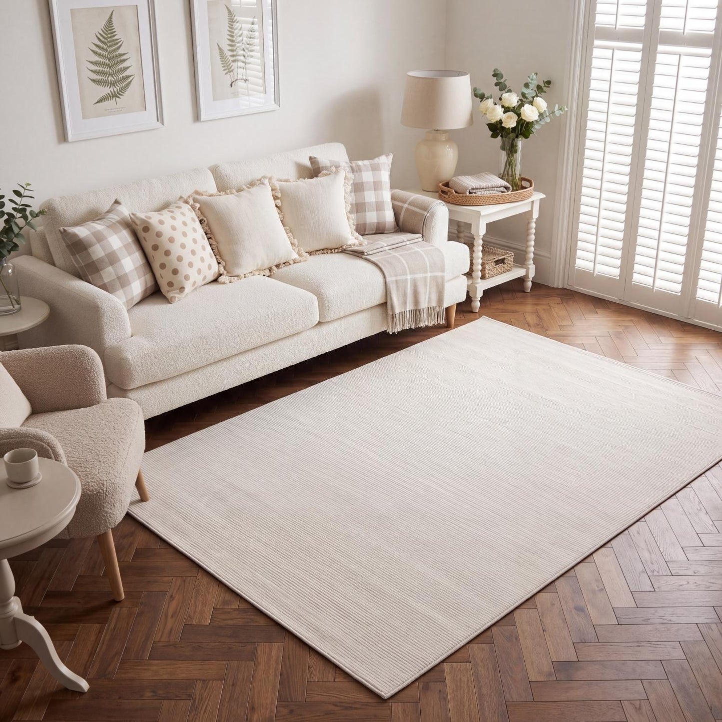 Carmel Cream Striped Rug | 6010