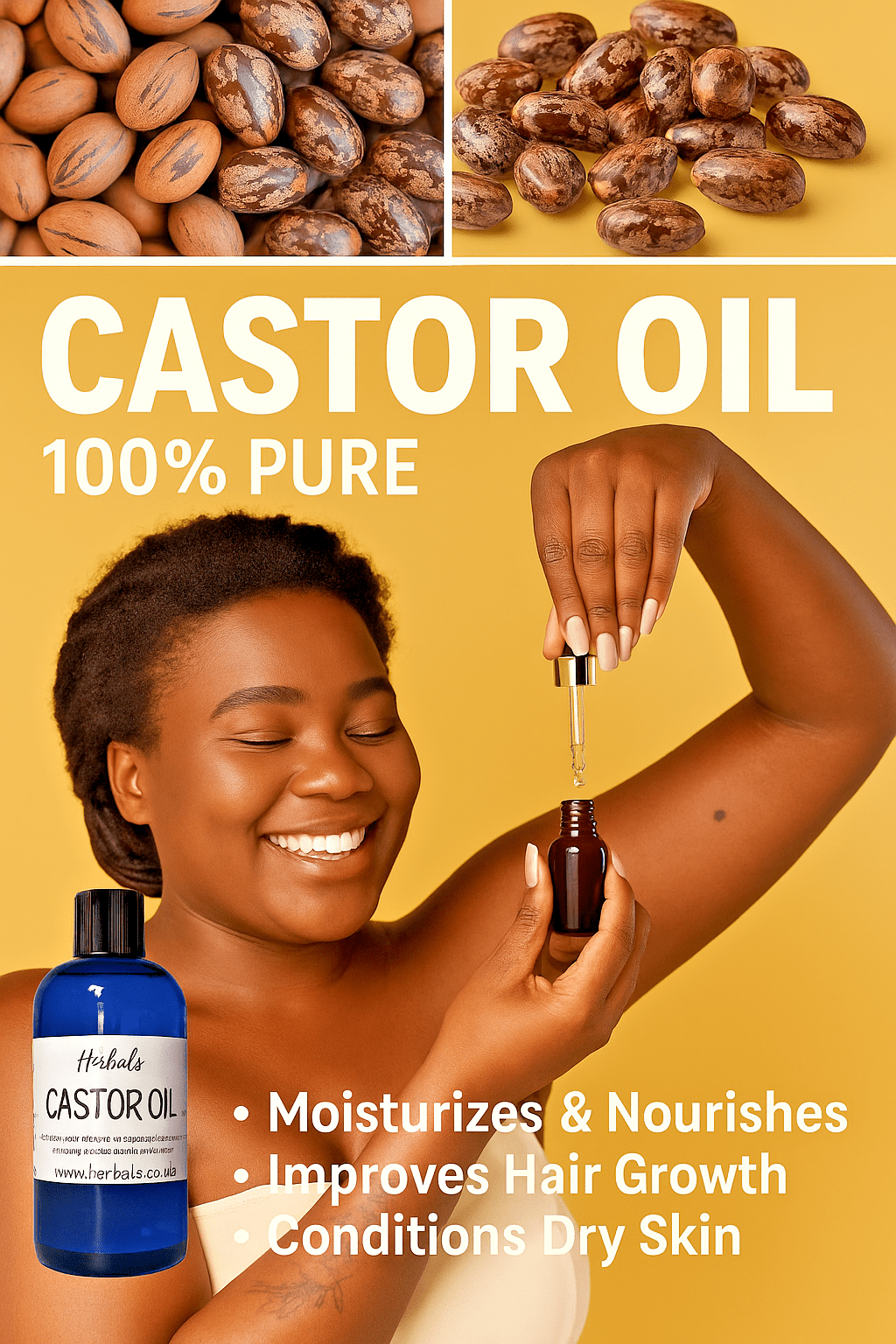 Castor Oil Cold Pressed – Skin & Hair Growth Care Natural Carrier Oil UK Made