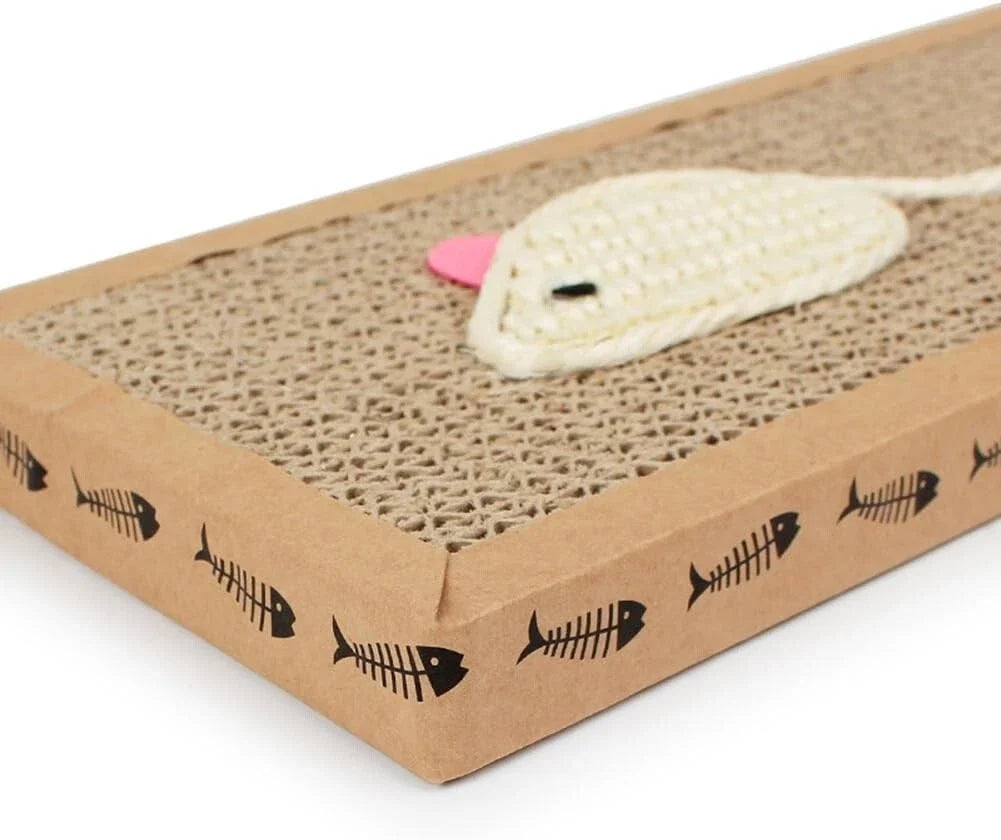 Double Sided Cat Scratching Board with Mouse and Catnip 38cm