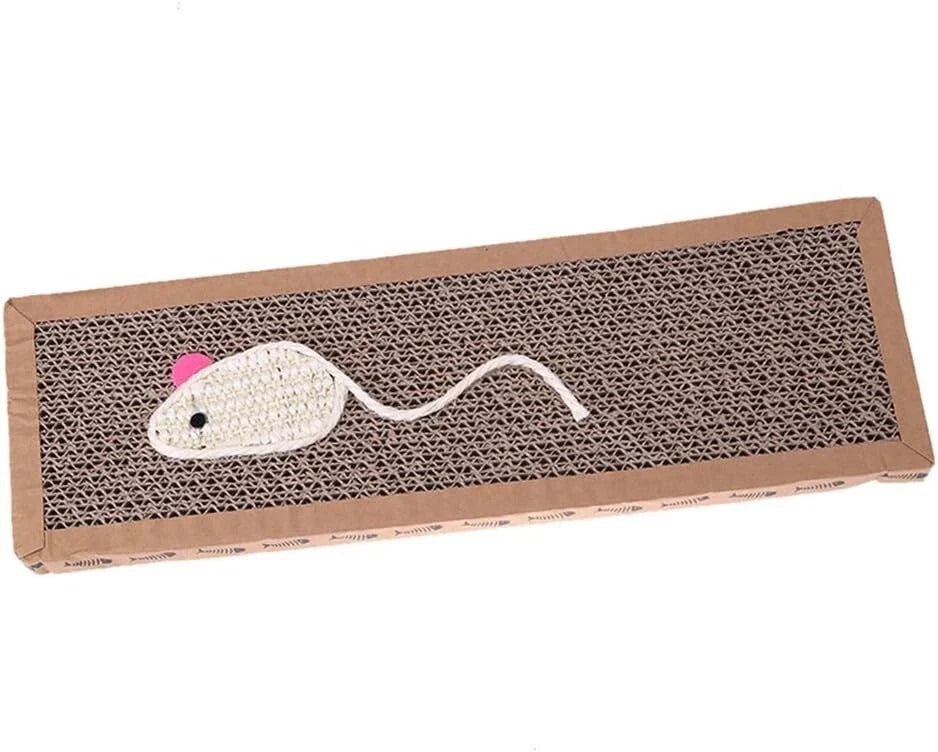 Double Sided Cat Scratching Board with Mouse and Catnip 38cm