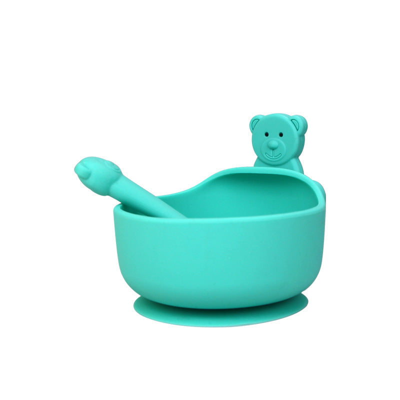 Silicone Baby Bowl & Spoon Set - 3pc Suction Base BPA-Free