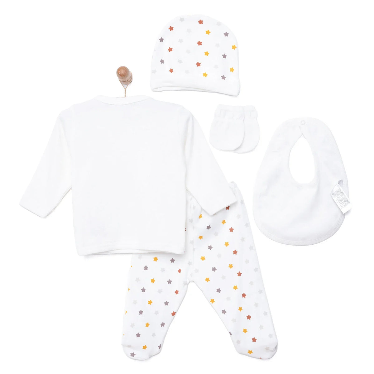 Aziz Bebe 5 Piece "Love Kindness Cuddles and Family" Slogan Baby Hospital Bag Set with Footed Legs (Newborn)