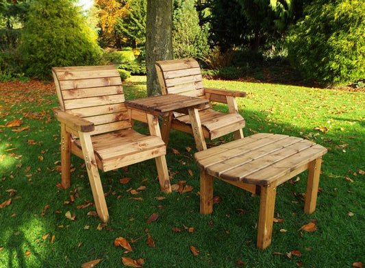 Charles Taylor Trading Twin Companion Dining Set Straight With Green Cushion Brown