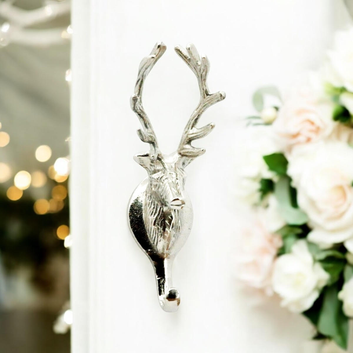 12CM NICKEL STAG HEAD WALL HOOK