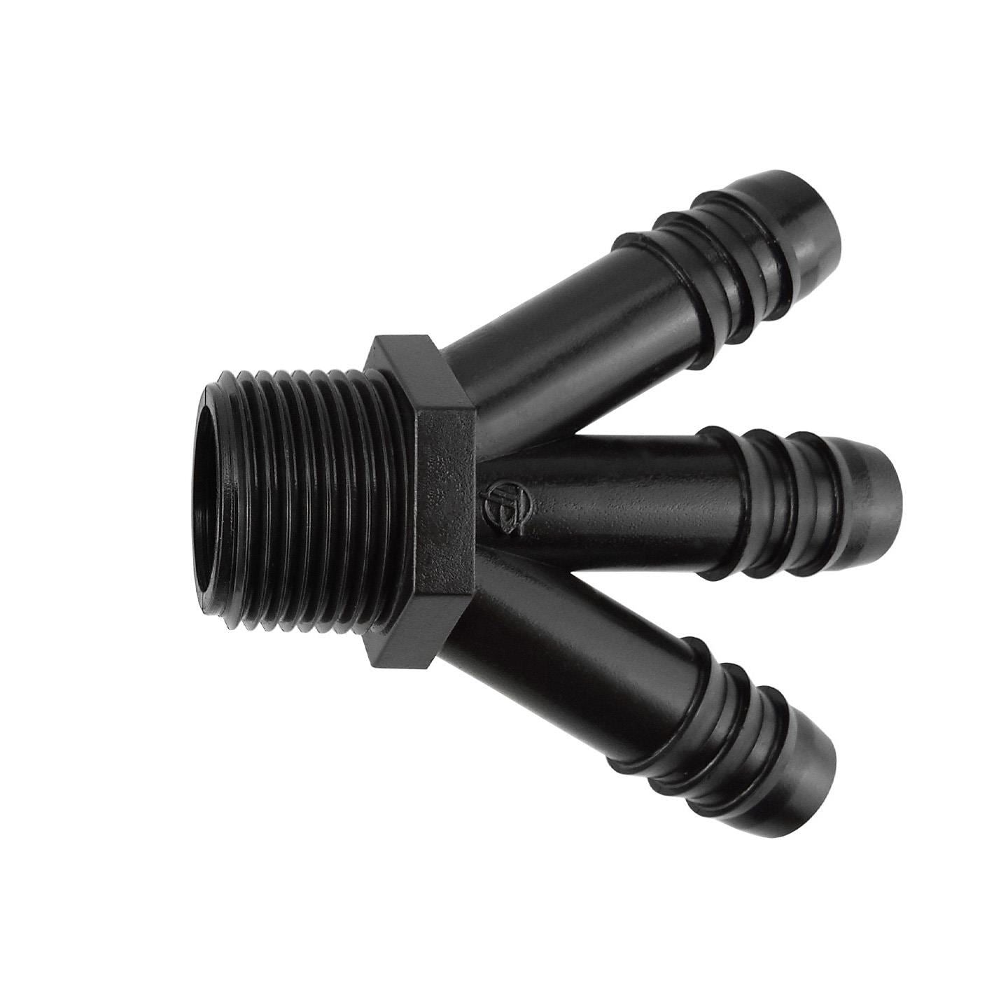 Three Way Y Irrigation 16mm Barbed - 3/4 BSPM Connector for Outdoor Watering Kit