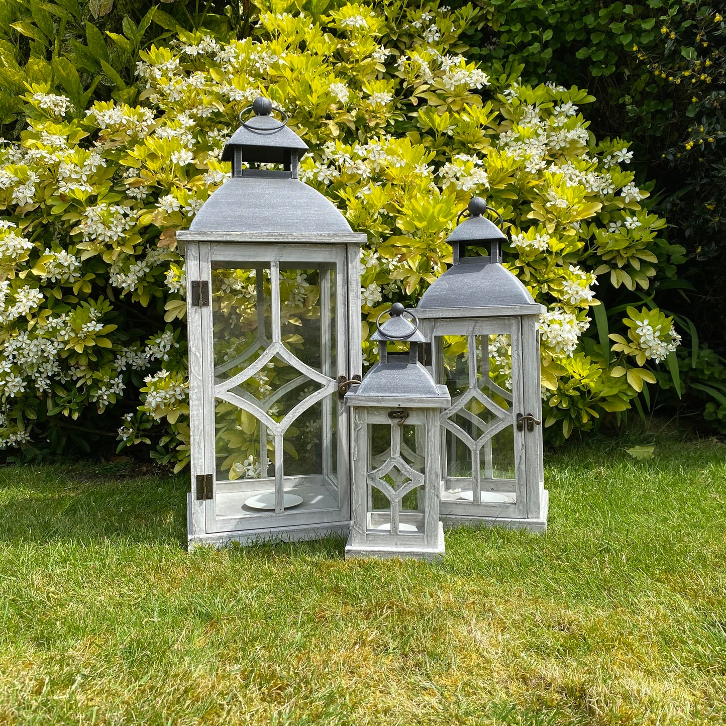 66/50/34CM SET 3 WOODEN LANTERNS