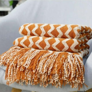 PlushAura Nordic Knitted Blanket – Decorative Sofa & Cozy Throw