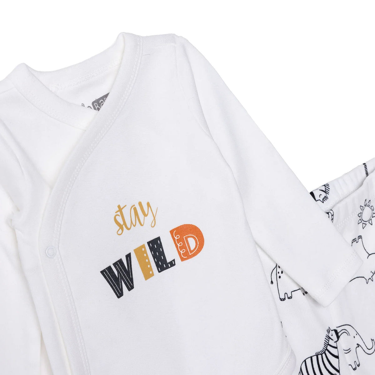 HelloBaby "Stay Wild" Slogan Baby Bodysuit & Footed Bottoms Set (Newborn to 9 Months)