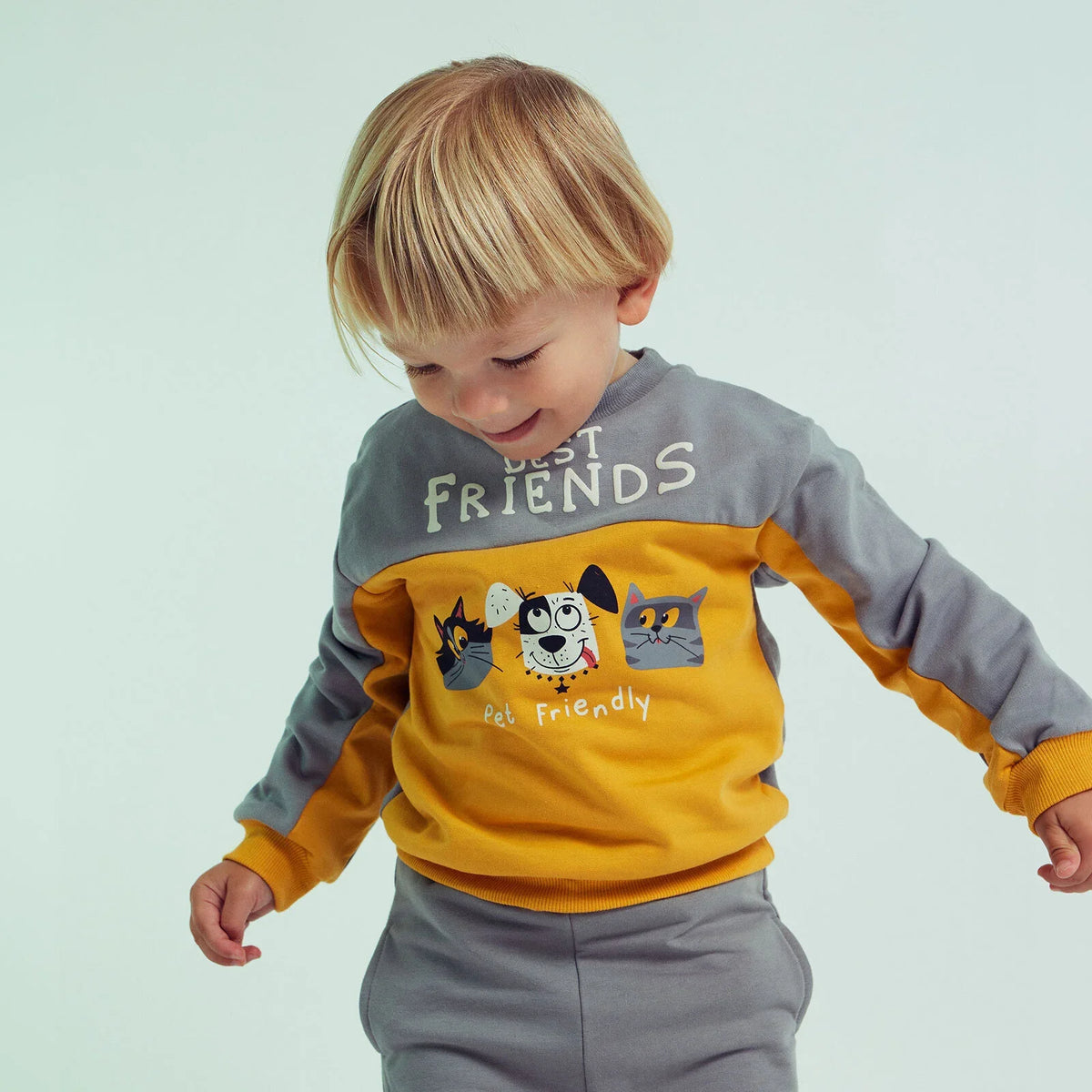 HelloBaby "Best Friends" Slogan Brushed Baby Sweatshirt & Joggers Set (3-6 Months to 4-5 Years)