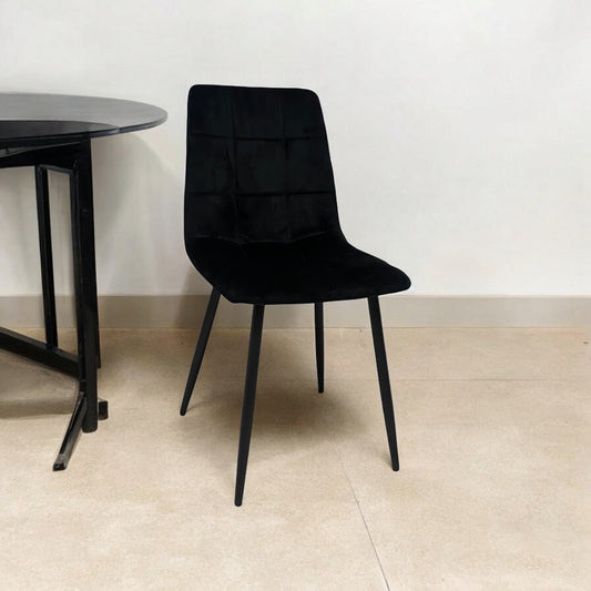 BLACK FABRIC CHAIR BLACK METAL LEGS