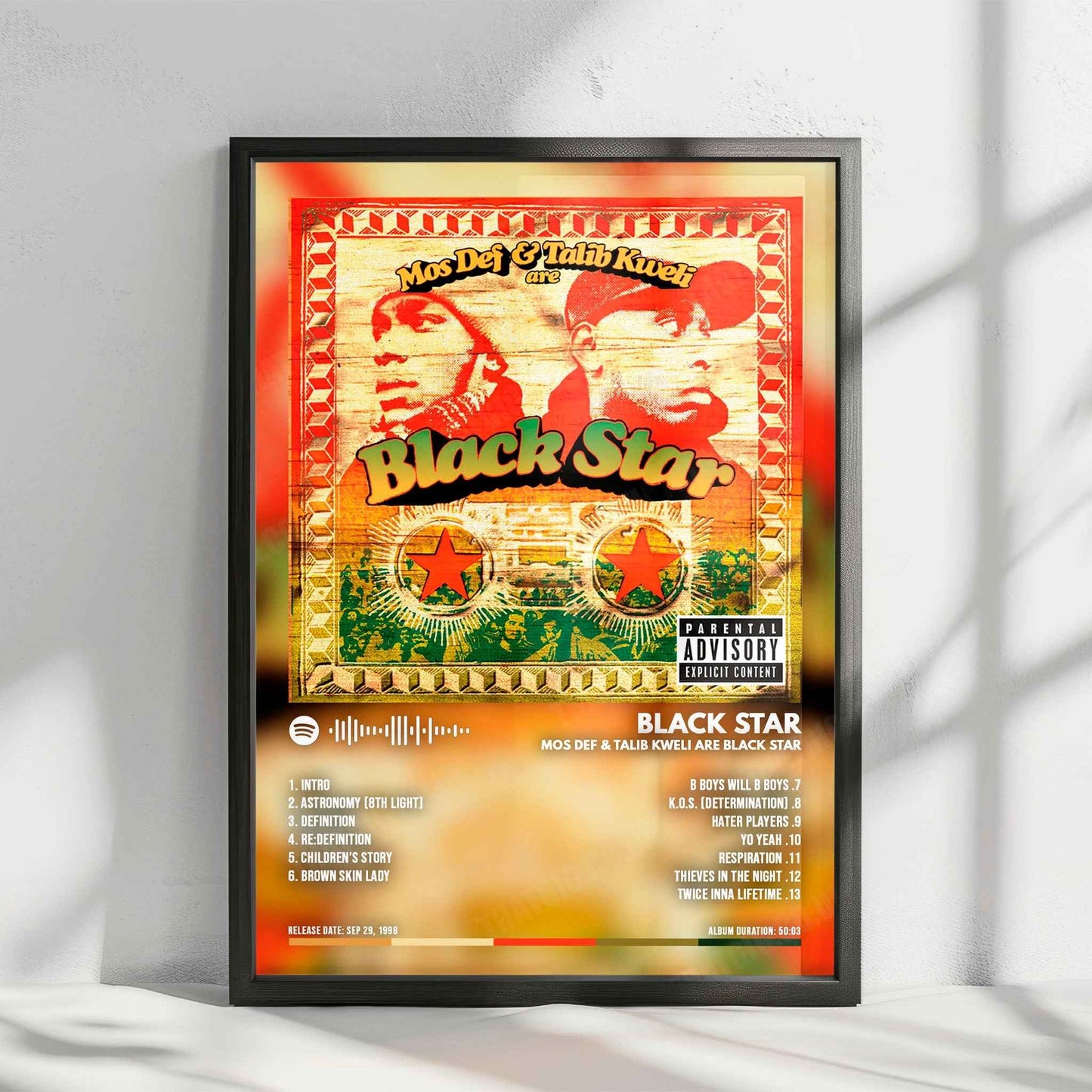 Black Star "Mos Def & Talib Kweli Are Black Star" Album Cover Poster - with Complete Tracklist