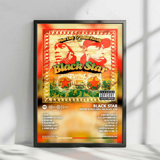 Black Star "Mos Def & Talib Kweli Are Black Star" Album Cover Poster - with Complete Tracklist