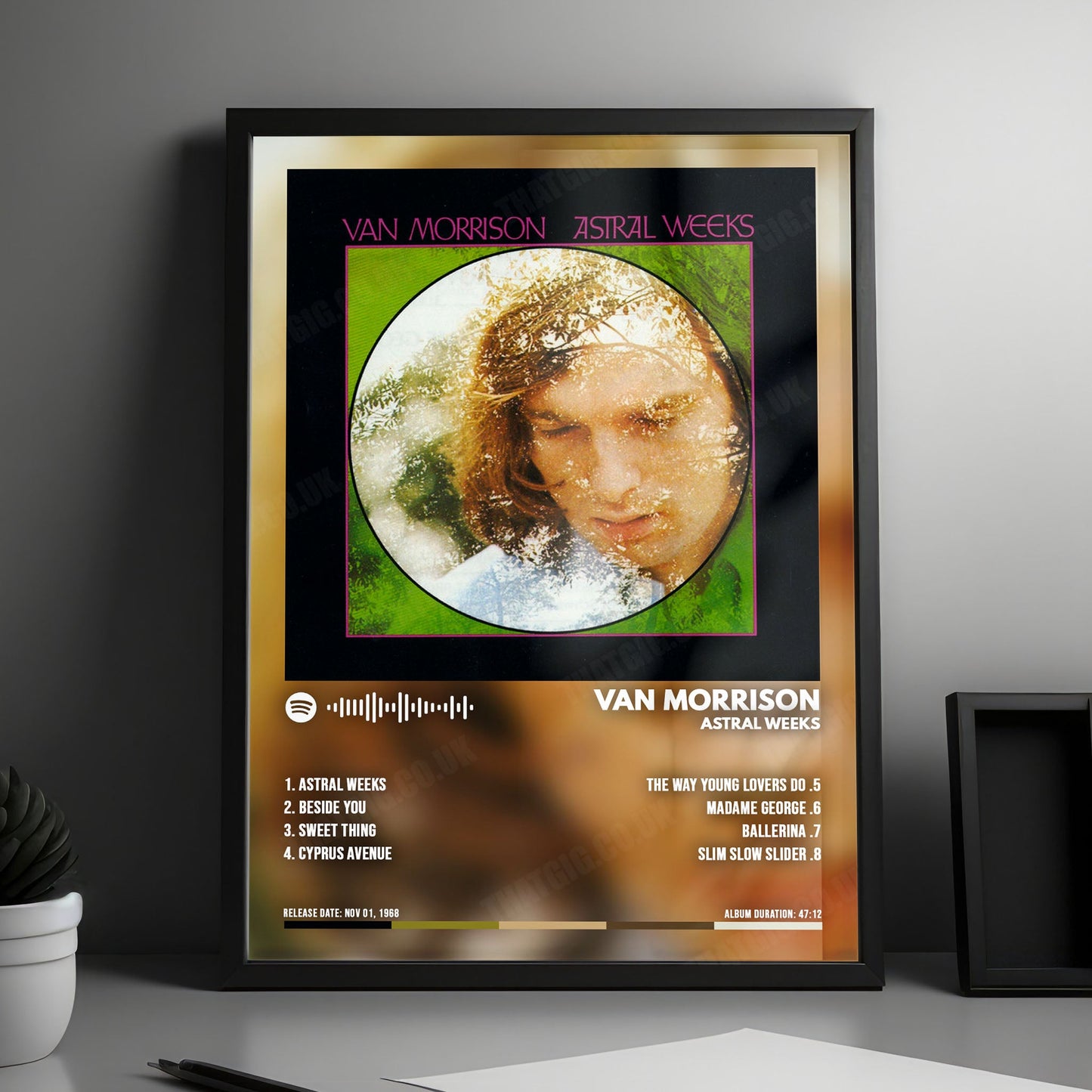 Van Morrison "Astral Weeks  " Album Cover Poster - with Complete Tracklist