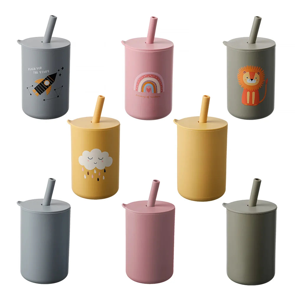Silicone Baby Straw Cup - BPA-Free Anti-Hot Toddler Sippy Cup