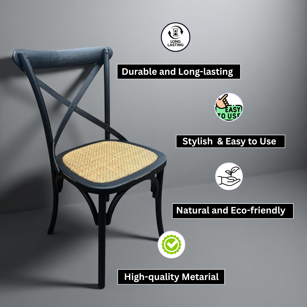 BLACK FRENCH CROSS BACK CHAIR