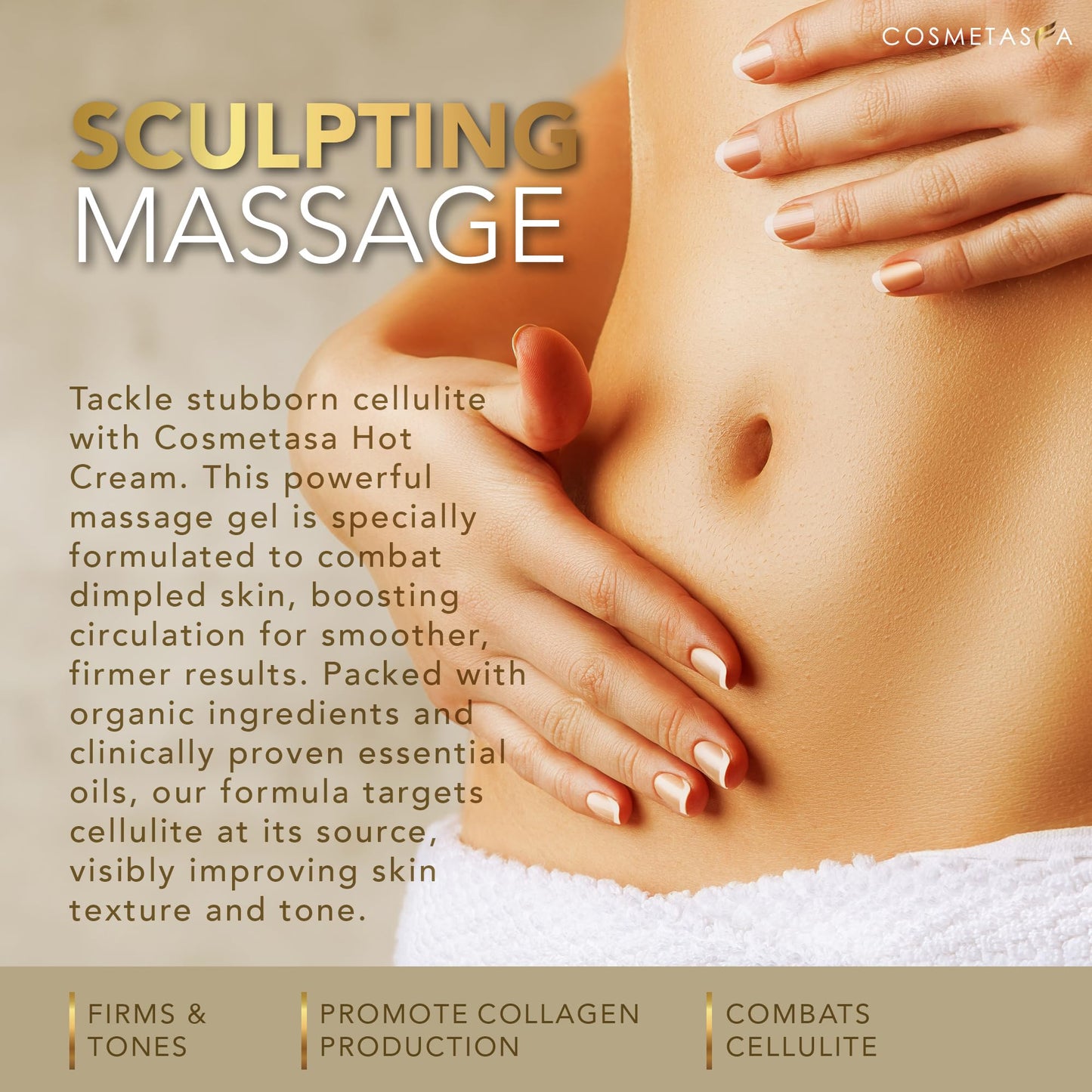 Cellulite Massage Oil, Gel & Mitt - Hot Cream Massage for Firm Skin (16.9 oz)