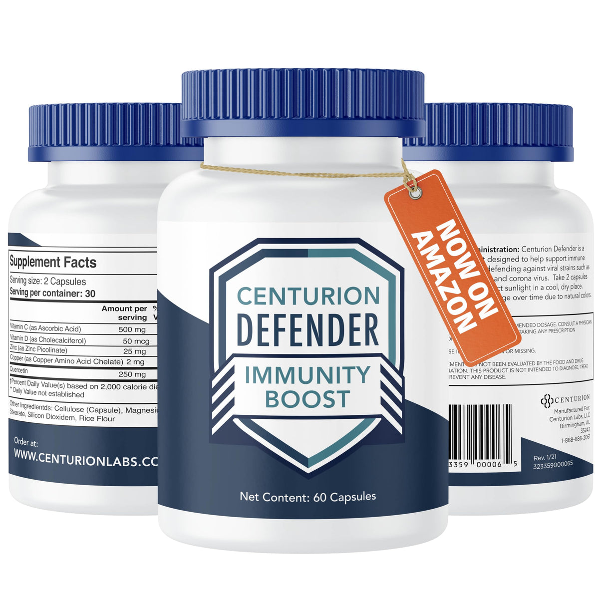 Centurion Labs Defender Immunity Boost – 5-in-1 Quercetin, Zinc, Vitamin D, Vitamin C & Copper | 60 Caps