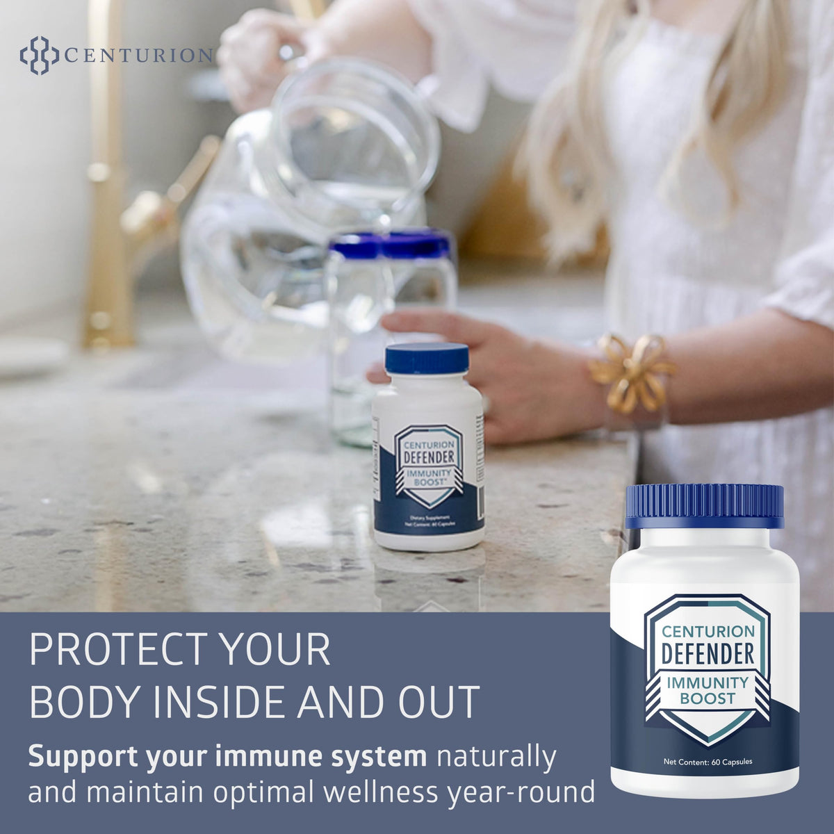 Centurion Labs Defender Immunity Boost – 5-in-1 Quercetin, Zinc, Vitamin D, Vitamin C & Copper | 60 Caps