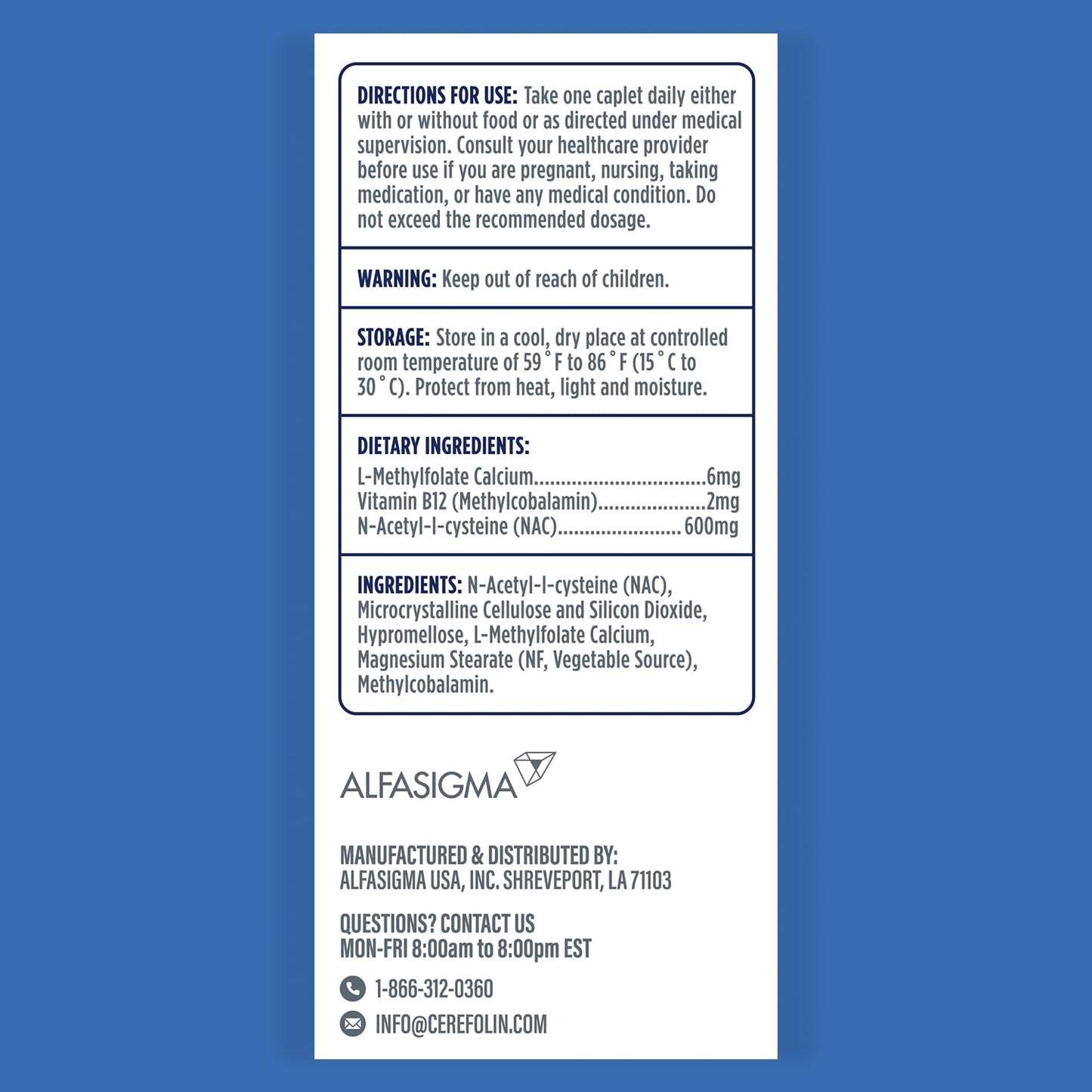 Cerefolin Brain Wellness | Targeted Cognitive Support with L-Methylfolate, NAC & B12 | 30 Count