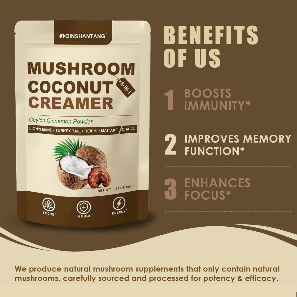 Mushroom Coconut Creamer - 5 Mushrooms & Ceylon Cinnamon | 6.35oz