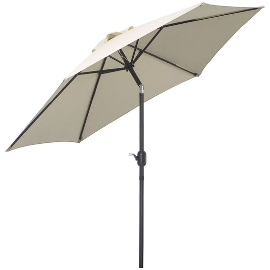 Outsunny  2.7 m Patio Umbrella Sun Shade Tilt Crank Garden Aluminium Frame-Cream White Cream white ?2.7 x 2.35H (M)