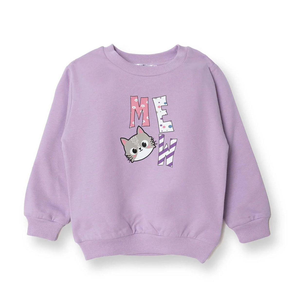 HelloBaby "Meow" Slogan Brushed Loopback Baby Sweatshirt (6 Months to 5 Years)