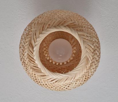 Bamboo Ceiling Light Boho Rattan Semi Flush Mount Farmhouse Fixture Mini Size