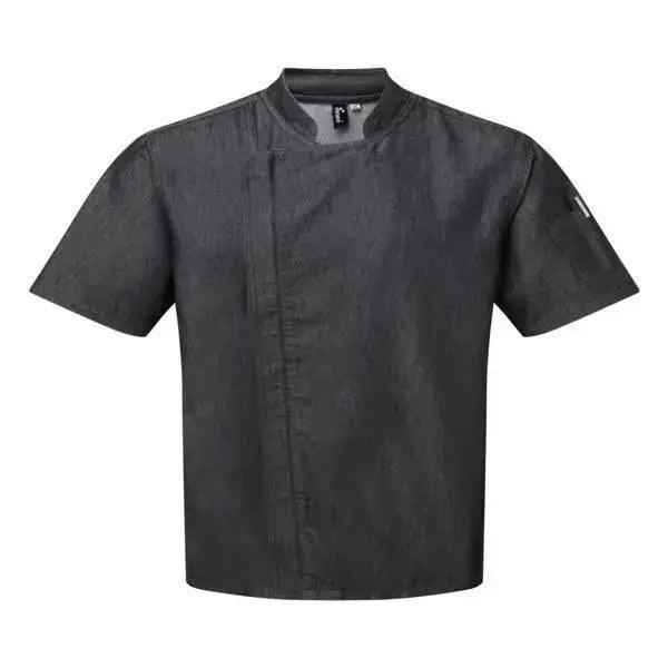 Chef Jacket Short Sleeve Denim Black and Indigo