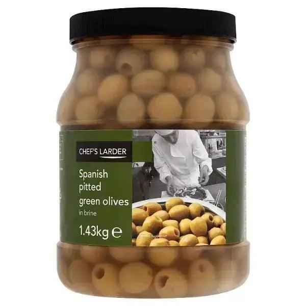 Chef's Larder Spanish Pitted Green Olives in Brine 1.43kg