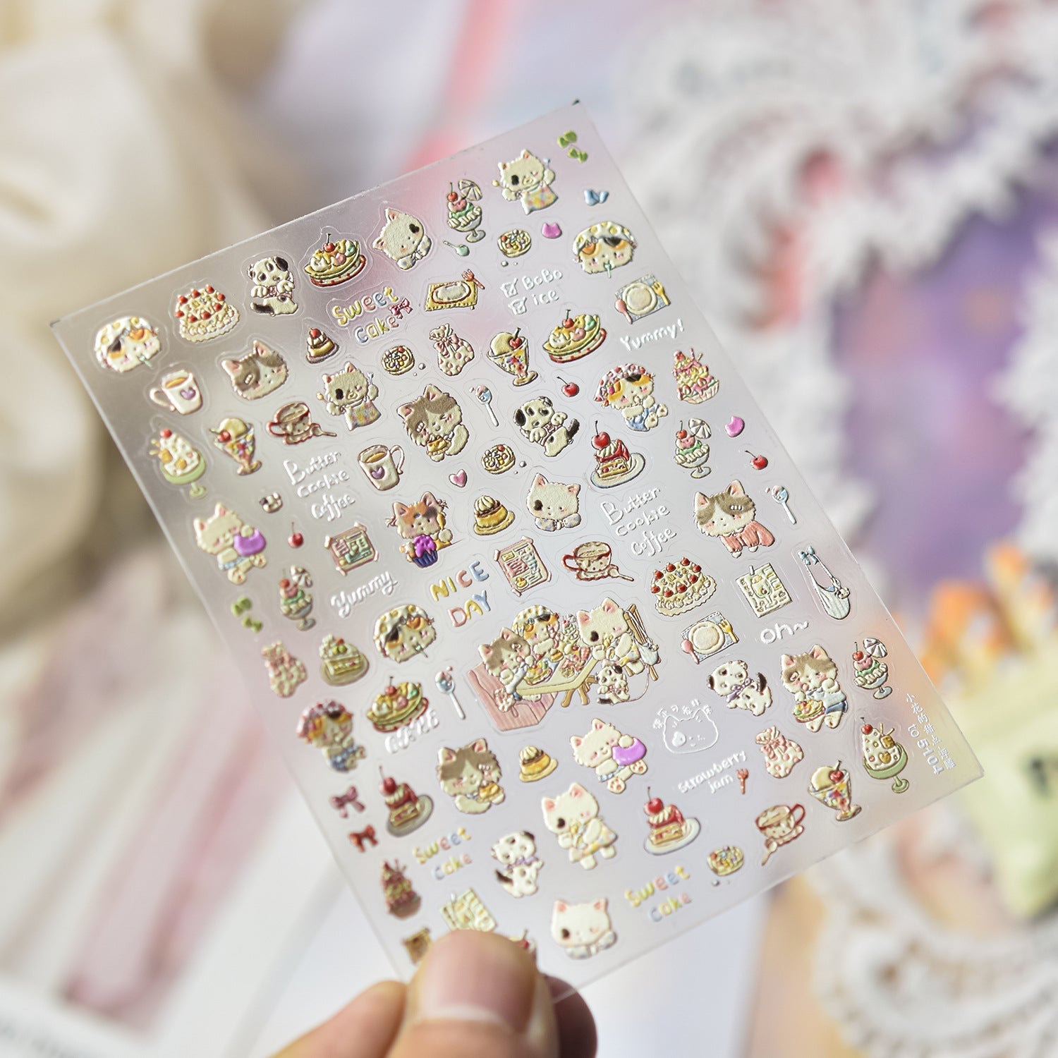 Hello Claws | Cherry Cake And Kitty Nail Deco Sticker