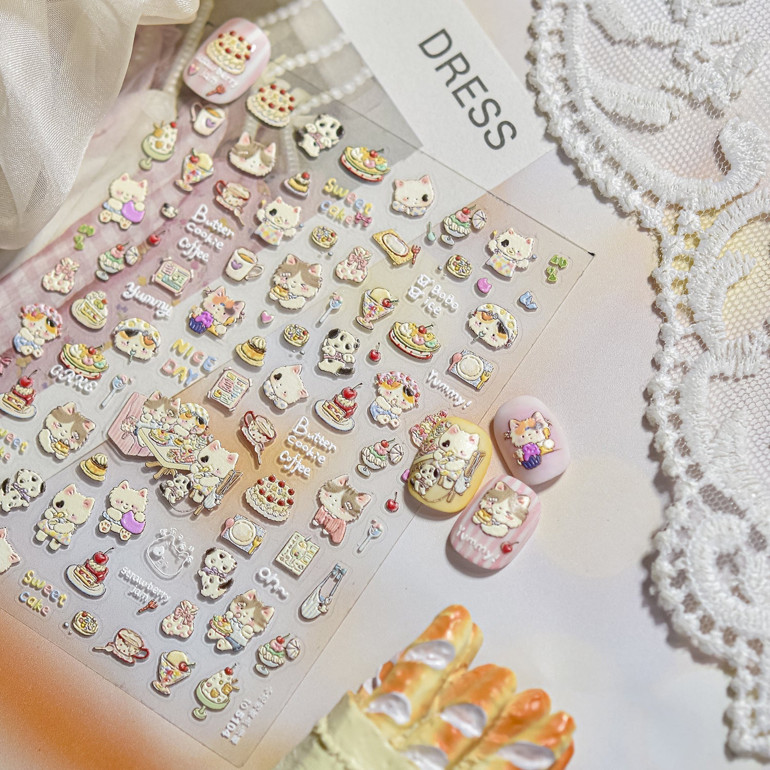 Hello Claws | Cherry Cake And Kitty Nail Deco Sticker