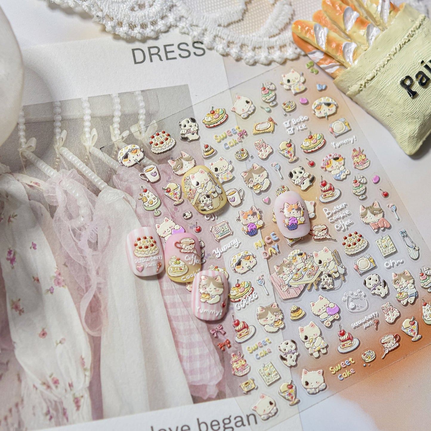 Hello Claws | Cherry Cake And Kitty Nail Deco Sticker