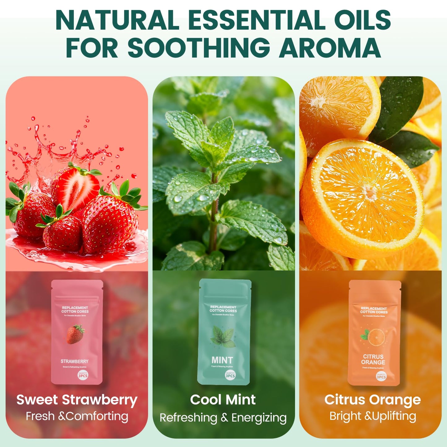 Chewable Silicone Aroma Sticks with Essential Oils – Stress Relief & Fresh Breath (Pink)