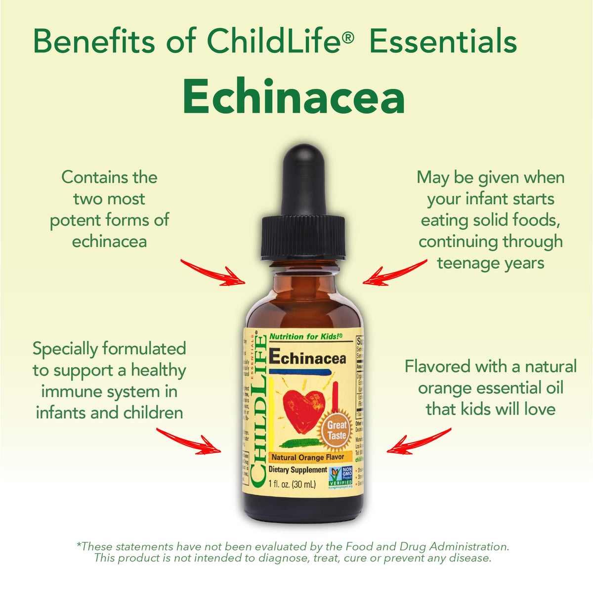 ChildLife Essentials Echinacea for Kids – Alcohol-Free Immune Support Drops (Orange) - 2 x 1 oz