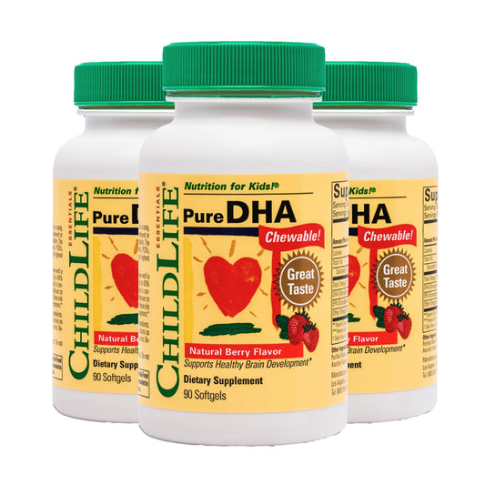 CHILDLIFE ESSENTIALS Pure DHA for Kids – DHA EPA Omega-3 for Brain Health (Pack of 3, 90 Softgels)