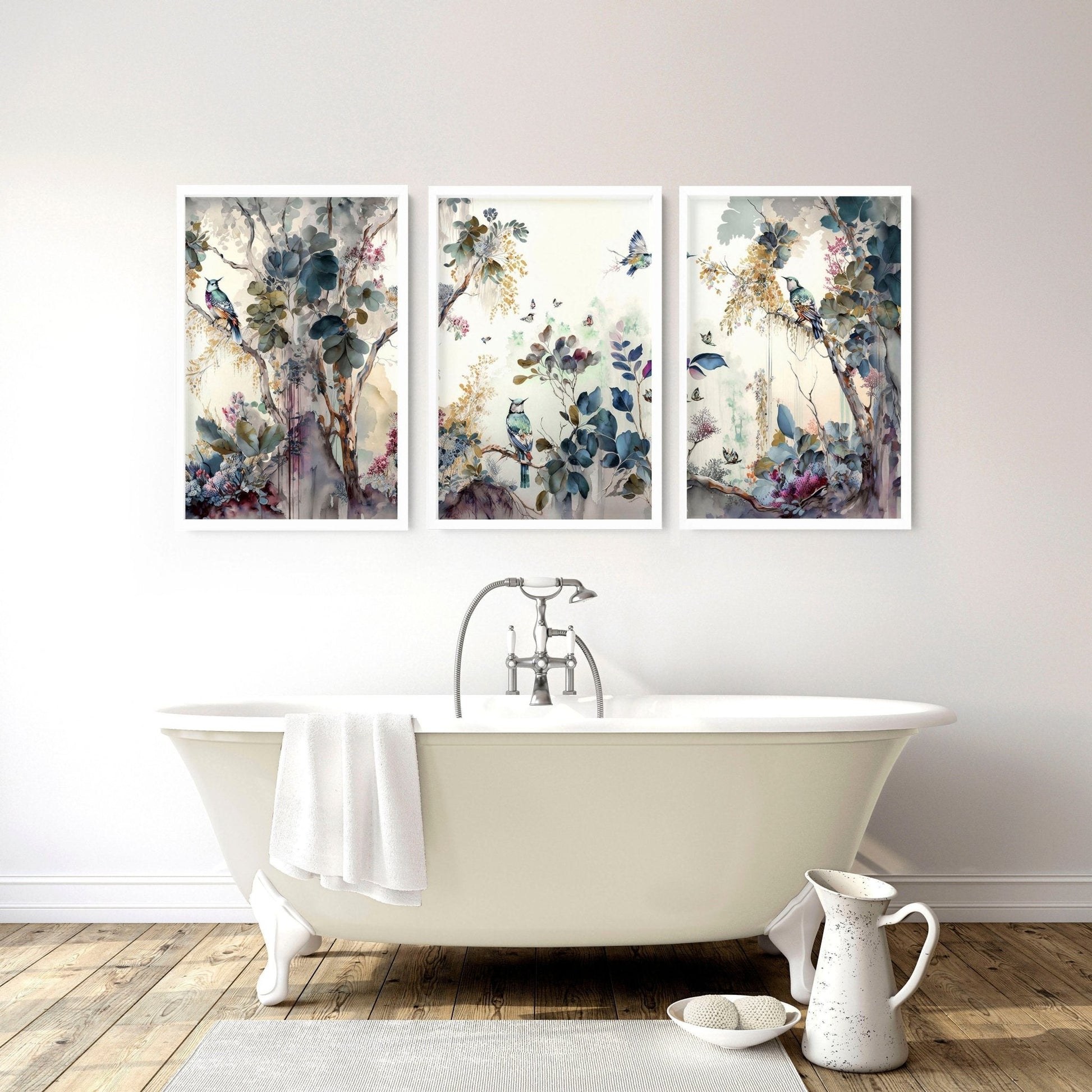 Bathroom prints in uk | set of 3 Chinoiserie wall prints
