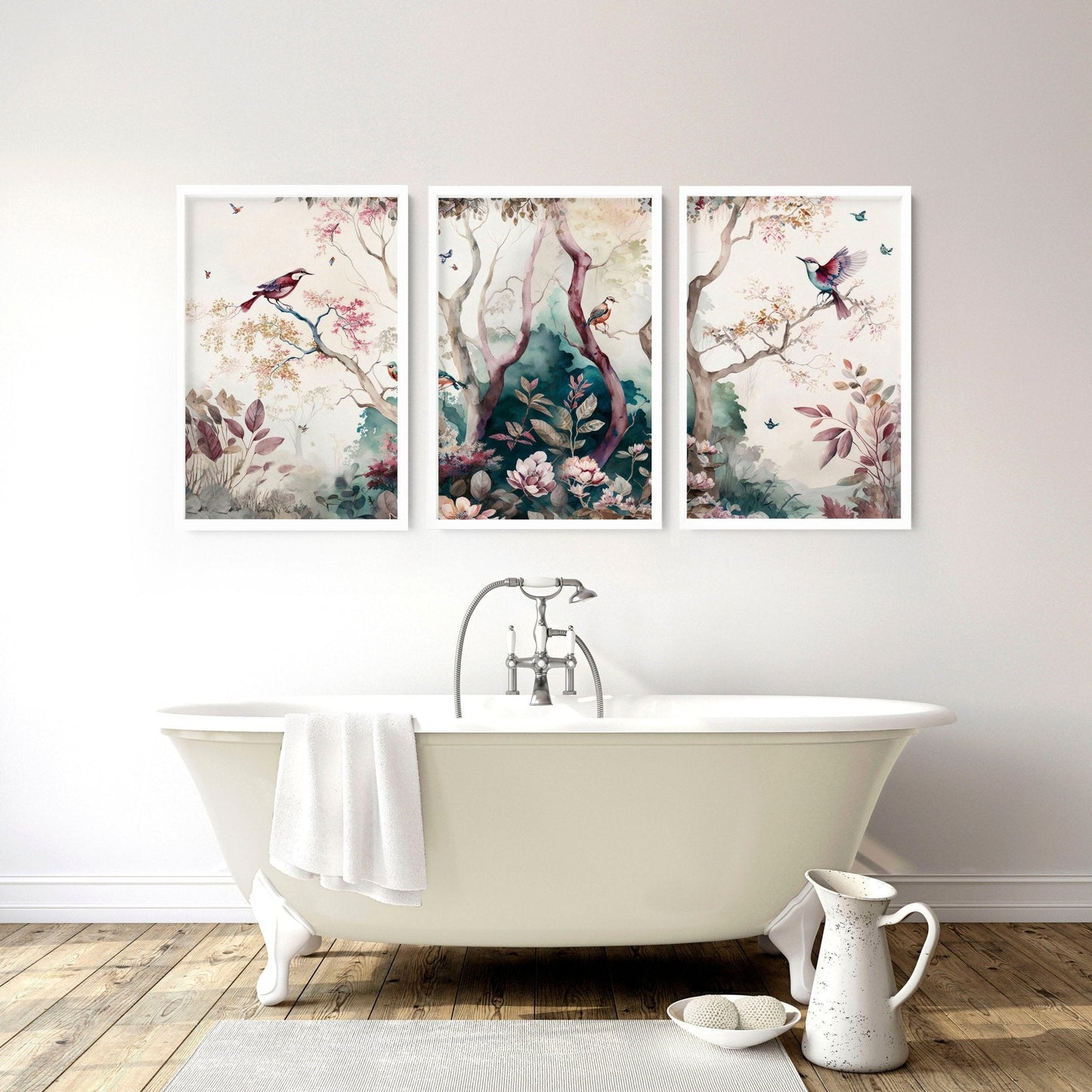 Bathroom Wall decoration | set of 3 Chinoiserie wall prints