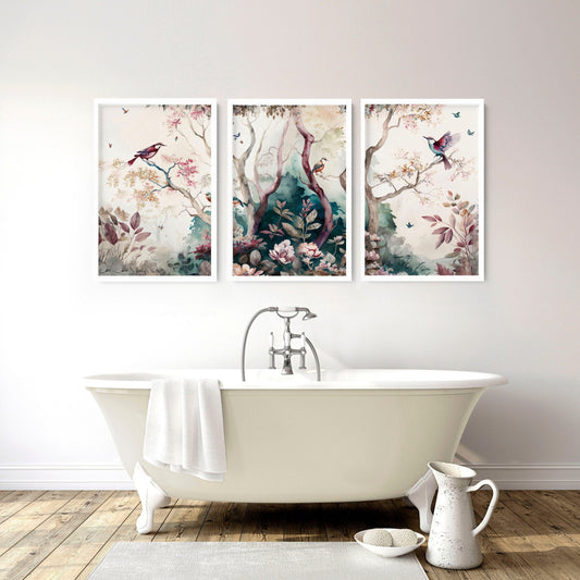 Bathroom Wall decoration | set of 3 Chinoiserie wall prints