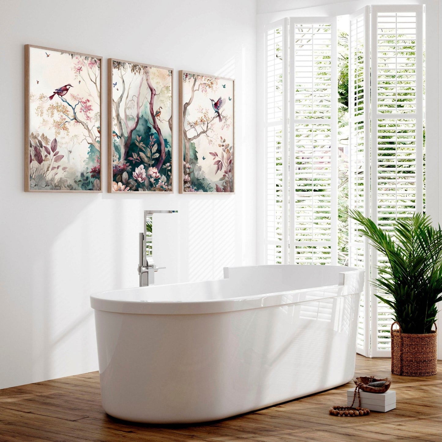 Bathroom Wall decoration | set of 3 Chinoiserie wall prints