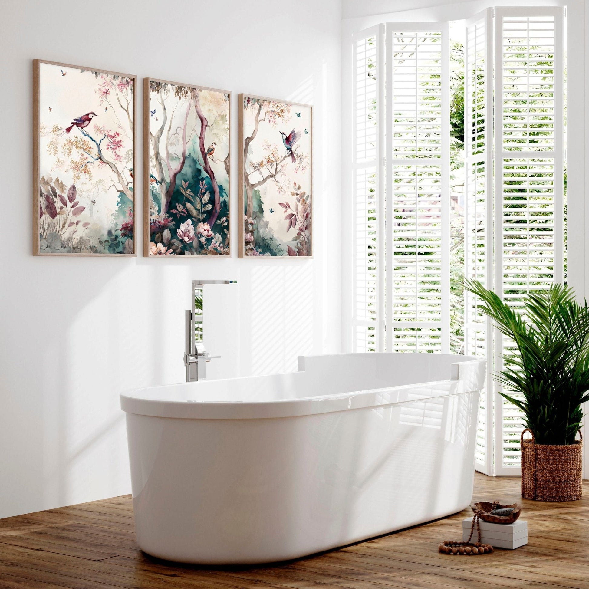 Bathroom Wall decoration | set of 3 Chinoiserie wall prints